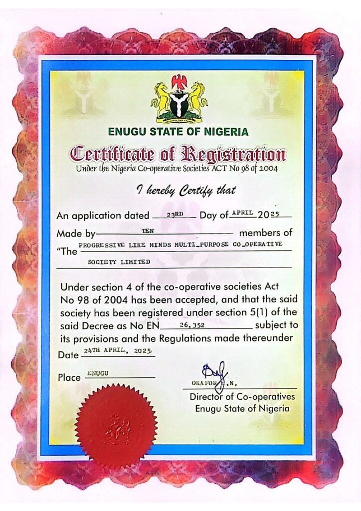Progressive Like-Minds Cooperative certificate