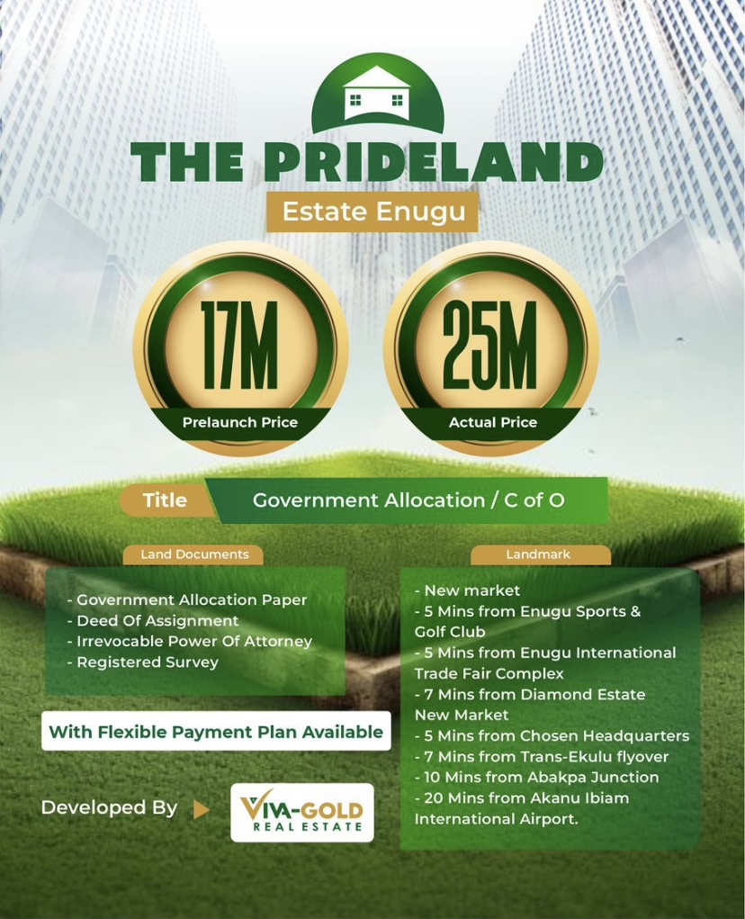 Buy Land in Enugu with Paymen Plan viva gold real estate